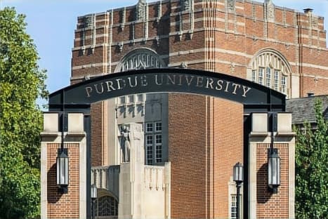 The brick entrance arch of Purdue University